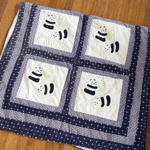 Panda Quilt with Blue and White Pattern - very soft
